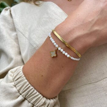 Bransoletka z masą perłową koniczyna marokańska