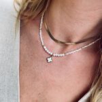 Naszyjnik z masą perłową koniczyna marokańska