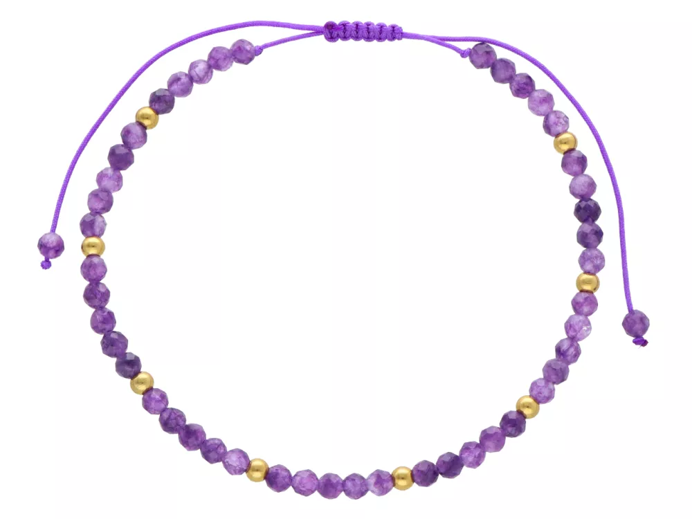 BRANSOLETKA NA SZNURECZKU AMETYST