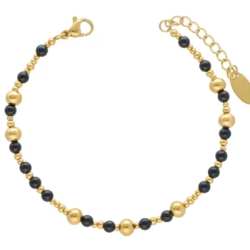 BRANSOLETKA ONYKS I STAL CHIRURGICZNA