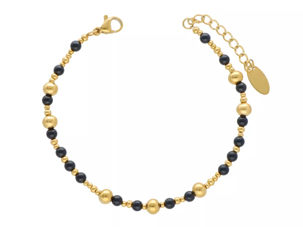 BRANSOLETKA ONYKS I STAL CHIRURGICZNA